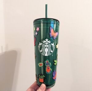 Starbucks 24 oz Green Apron Tumbler with Removable Stickers